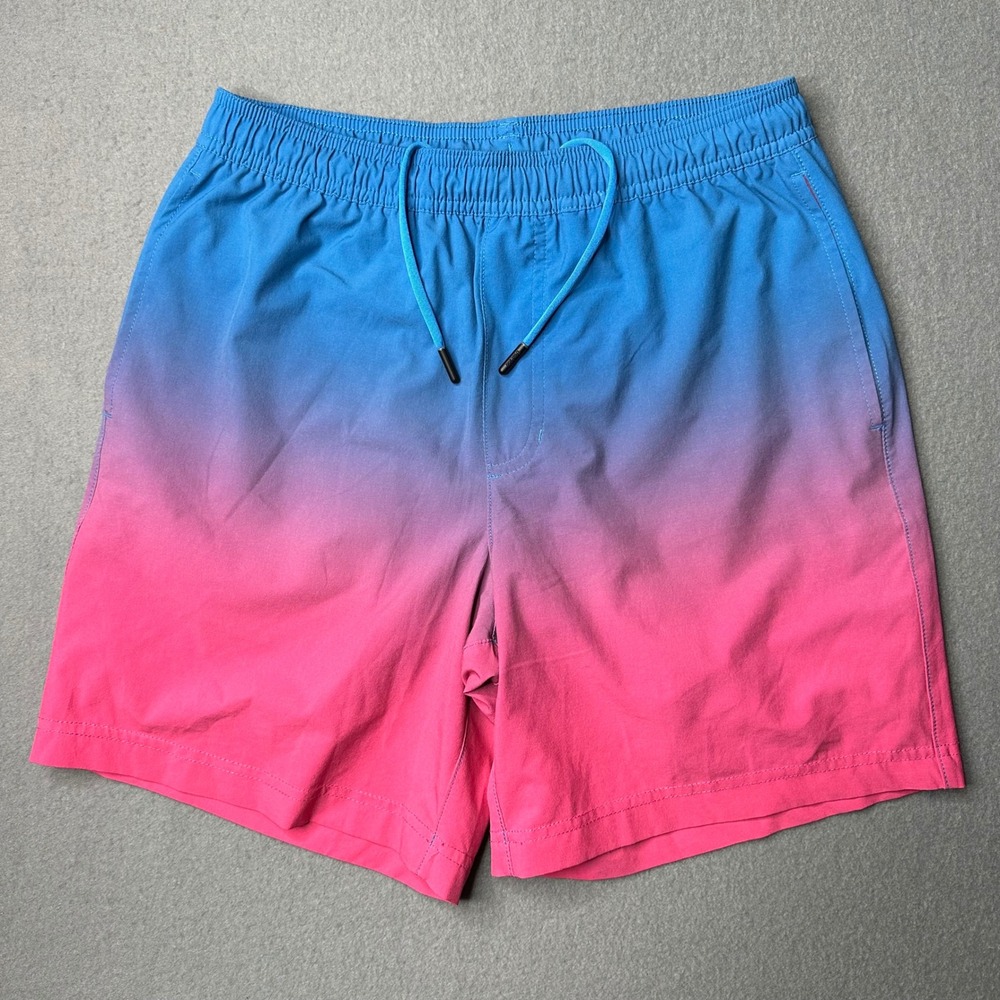Chubbies Swim Trunks Mens Small Blue Pink Ombre Flamingo Liner 7in Inseam